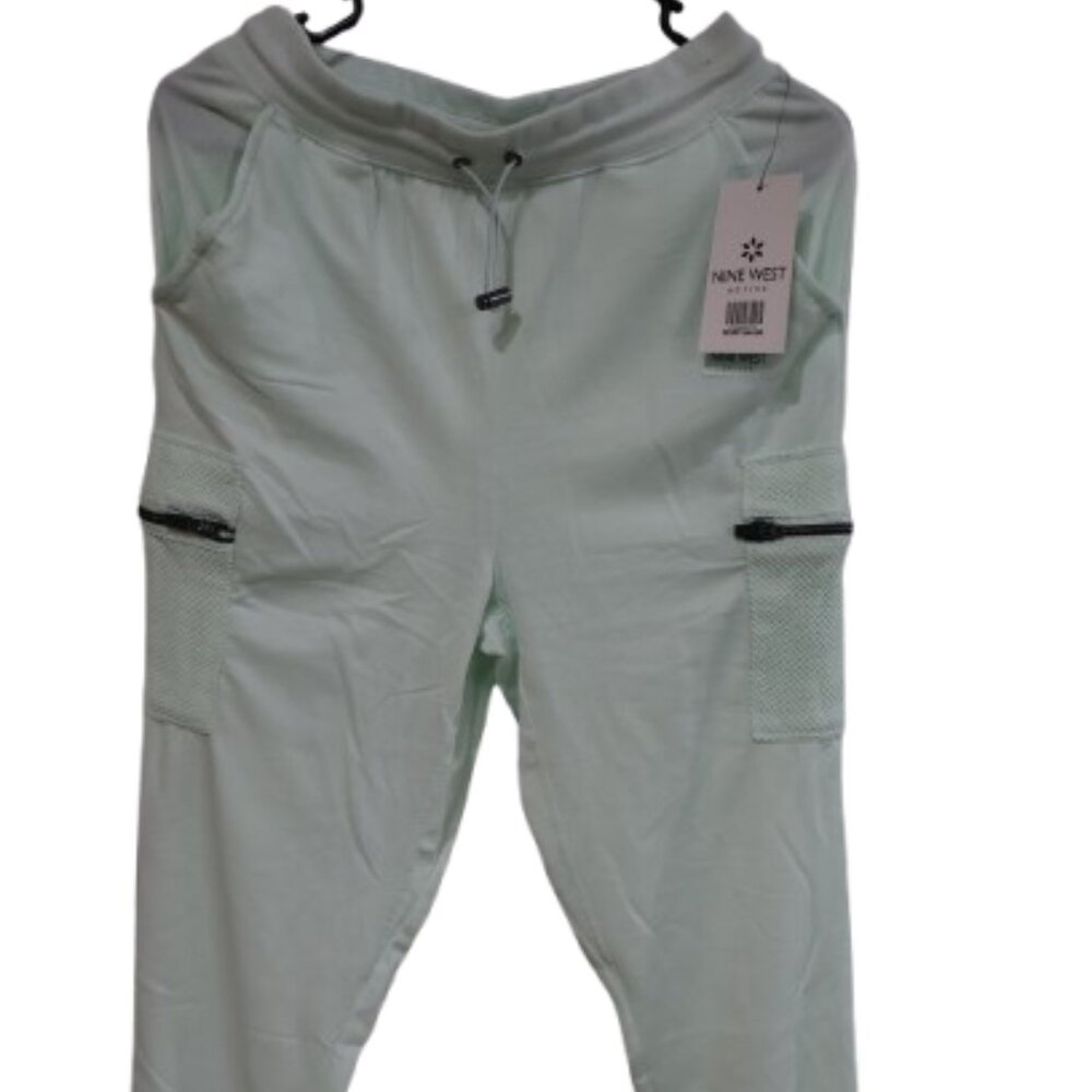 Nine West Active Mesh Cargo Joggers Mint Green Drawstring NWT Size Medium - Picture 5 of 6